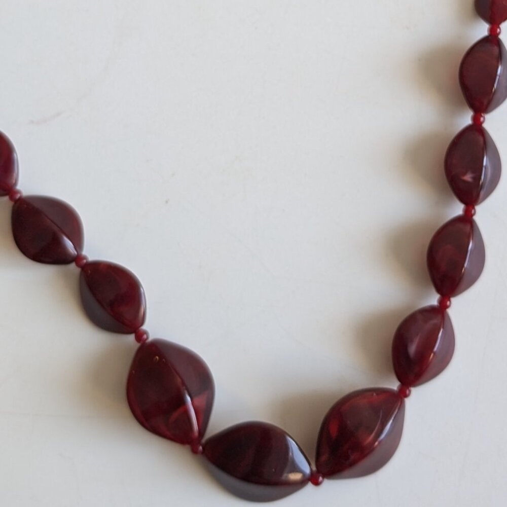 Burgundy Red Oval/Diamond Bead Statement Necklace, in time for Fall Looks!